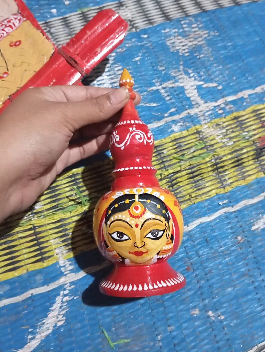 Ceremonial Painted Vessel — hand-painted turned wooden object