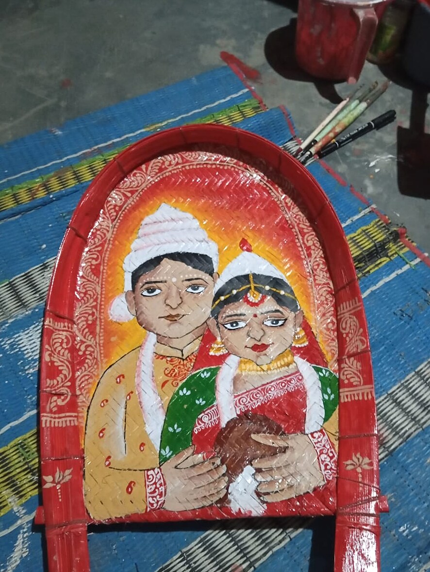 Painted Winnowing Tray (Kula) — traditional ceremonial folk painting