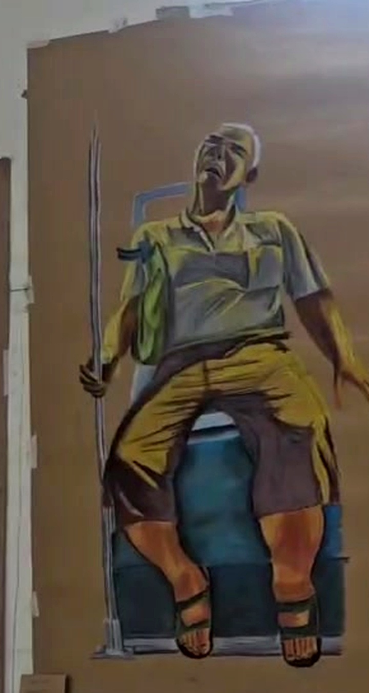 Academic Life Studies on Toned Paper — seated male patient study with IV drip and sandals